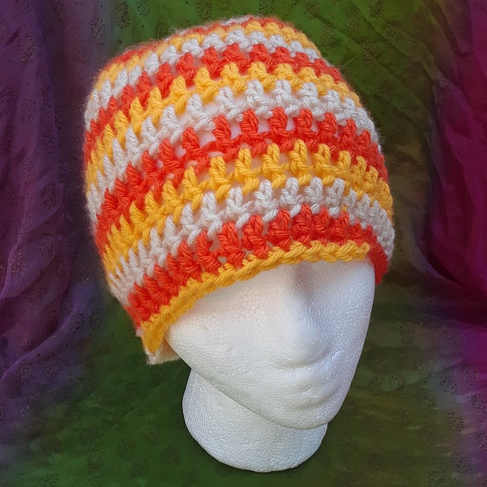CANDY-CORN BEANIE HANDMADE